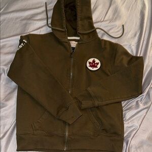 Disney merch Canada pavilion big kids Olive Green Hoodie with Maple Leaf Patch